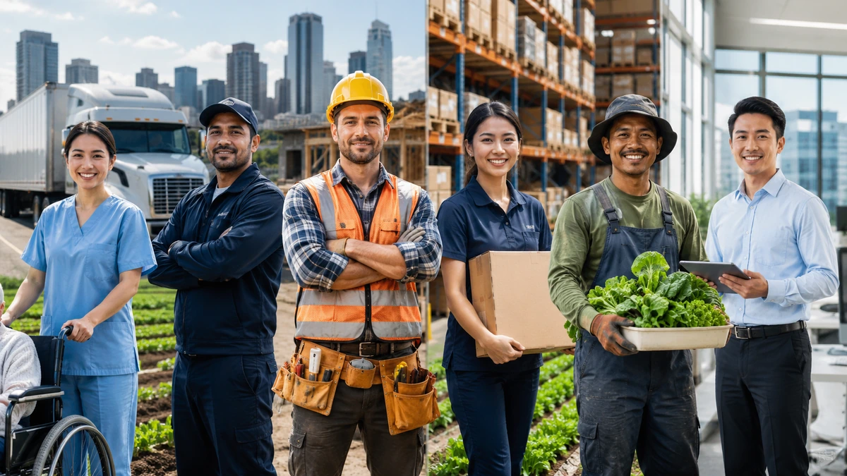 Canada jobs with visa sponsorship for foreign workers in 2026 across caregiving, trucking, construction, warehouse, farm, and skilled work sectors
