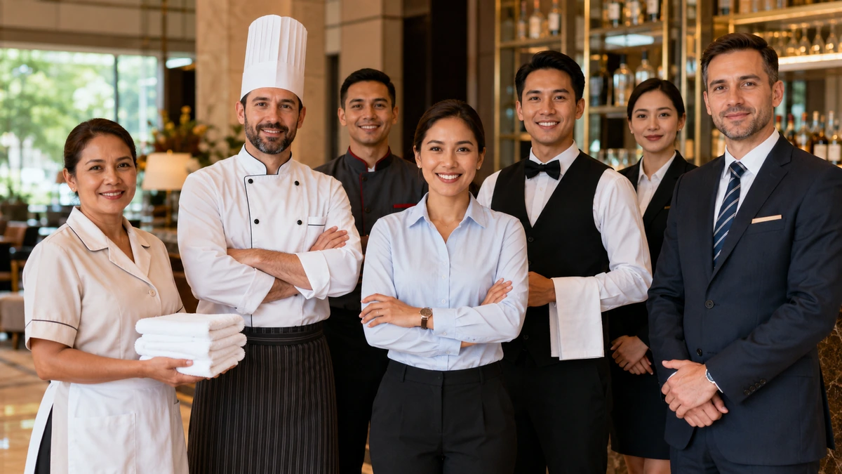 Hospitality jobs abroad with visa support in 2026 across hotel housekeeping, chef work, restaurant service, front desk, supervision, and hospitality management